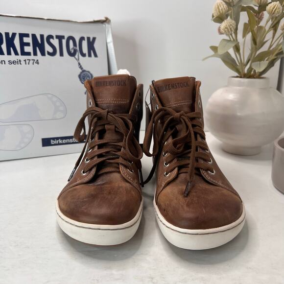 Birkenstock Bartlett Leather High Top Shoes Brown 045343 Women 5/Men 3 Tried On - Picture 2 of 10